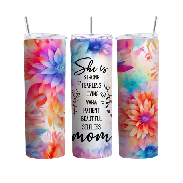 Mother's Day 20oz Tumbler, Watercolor Floral Design, Ideal for Coffee & Tea, Perfect Gift for Mom