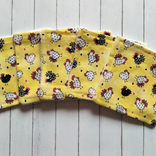 Reusable Bamboo Face Wipes - yellow chickens