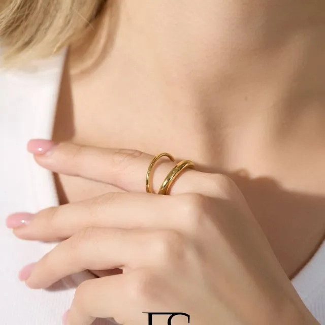 18K Gold Filled Double Band ring, Gold band ring, Dainty Gol
