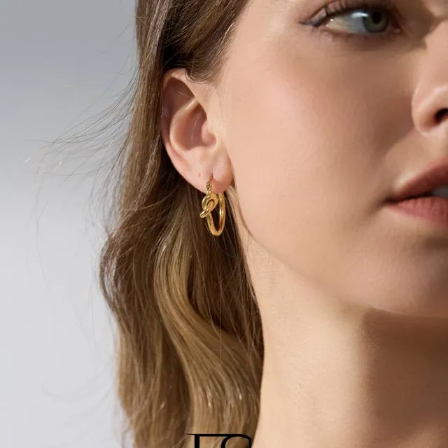 18K Gold Plated Knotted hoop earring
