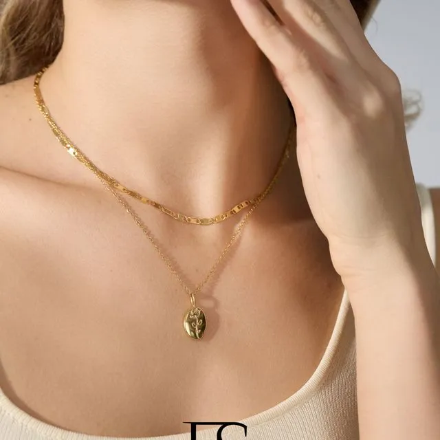 18k Gold Plated Rose Pendant Necklace