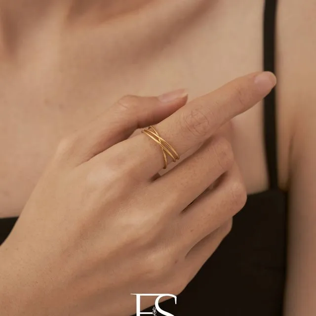 18K Gold Plated Triple Band Ring