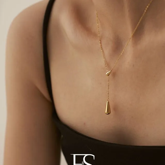 18k gold water drop necklace