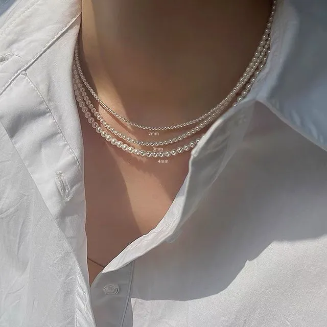 White Round Swarovski Crystal Classic Pearl Adjustable Necklace
