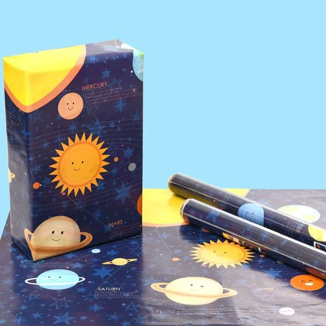 50 Gift Wrapping Paper with Solar System & Planets Theme