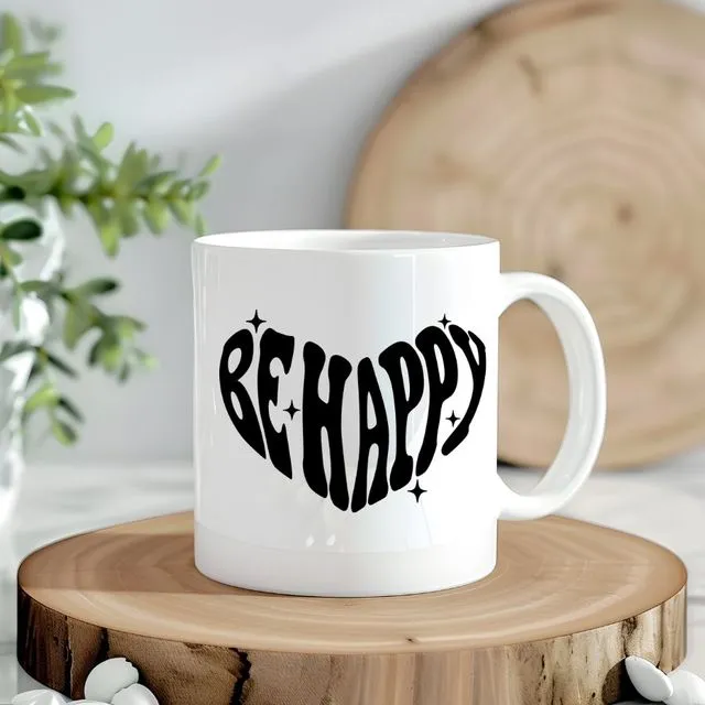 Be Happy Heart 11 oz Coffee Mug
