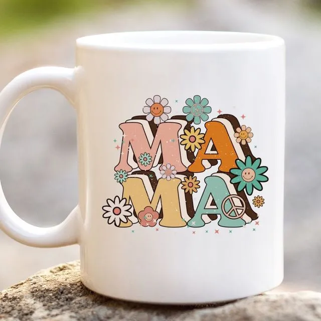 Mama Hippie Flowers Retro Mother's Day 11 oz Coffee Mug