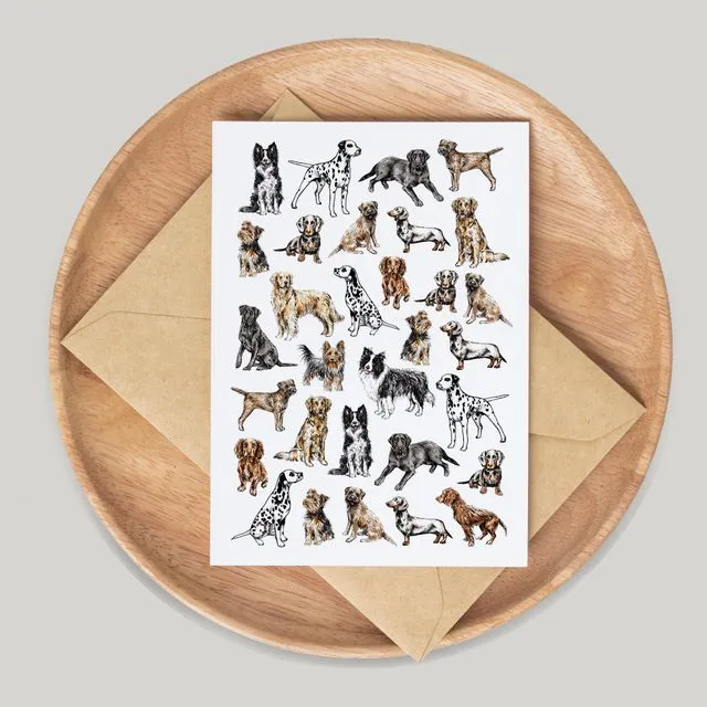 Lots of Dogs Greeting Card | Hand Drawn Design by Gemma Keith