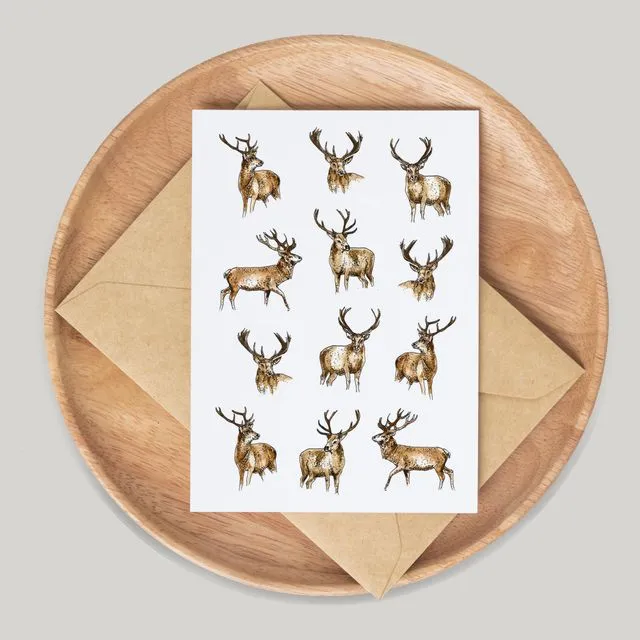 Stags Greeting Card | Hand Drawn Design by Gemma Keith