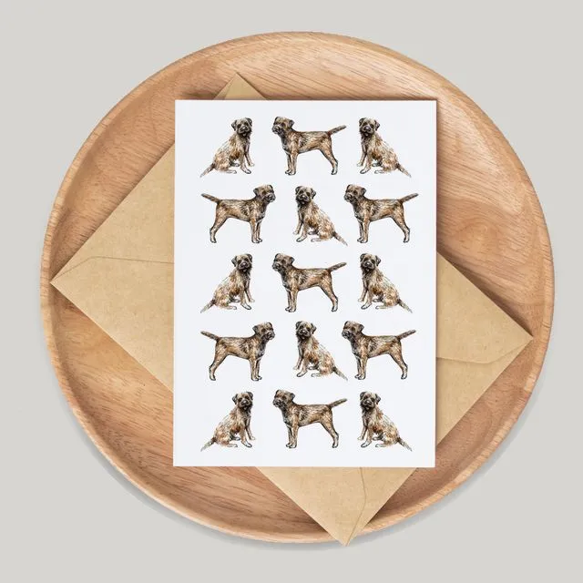 Border Terrier Dog Greeting Card | Hand Drawn Design by Gemma Keith