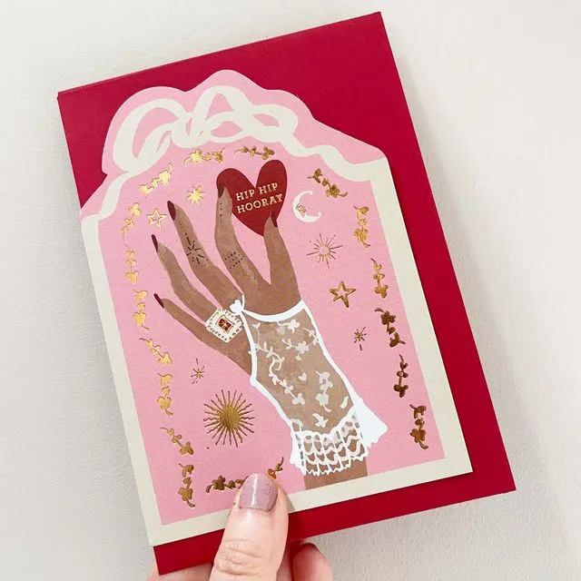 Hip Hip Hooray | Wedding and Engagement Card | Vintage Lace Glove