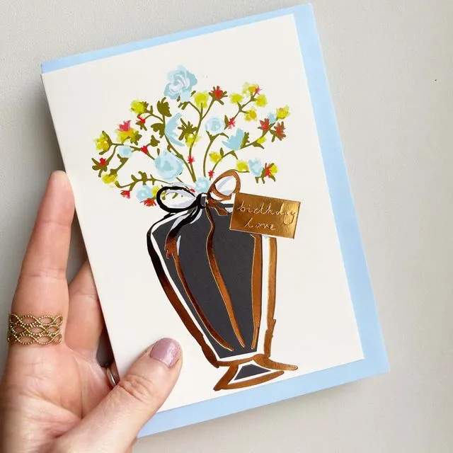 Vase of Birthday Love | Floral Birthday Card for Her