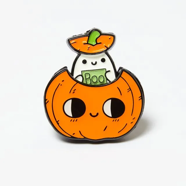 Enamel Pin Badge - Pumpkin and Ghost