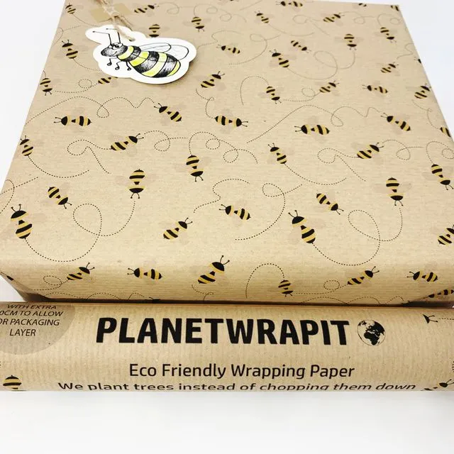 Bee Recycled Kraft Wrapping Paper Gift Wrap