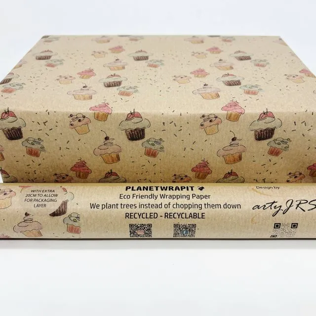Cupcakes Recycled Kraft Wrapping Paper