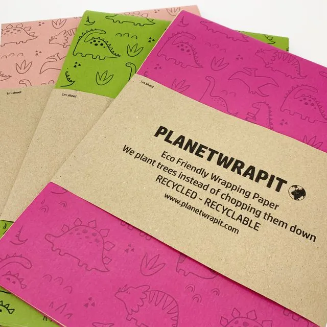 Dinosaur Eco Recycled Kraft Wrapping Paper