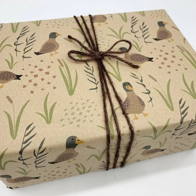 Duck Print Recycled Kraft Gift Wrapping Paper
