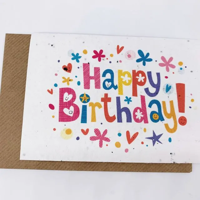 Happy Birthday Colourful - Plantable Greetings Card