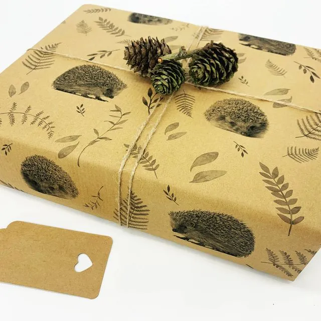 Hedgehogs Recycled Eco Kraft Wrapping Paper