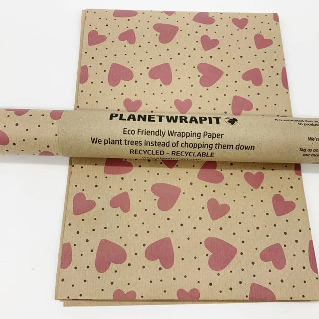 Love Hearts Recycled Kraft Wrapping Paper
