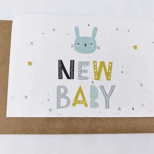 New Baby with Bunny - Plantable Greetings Card