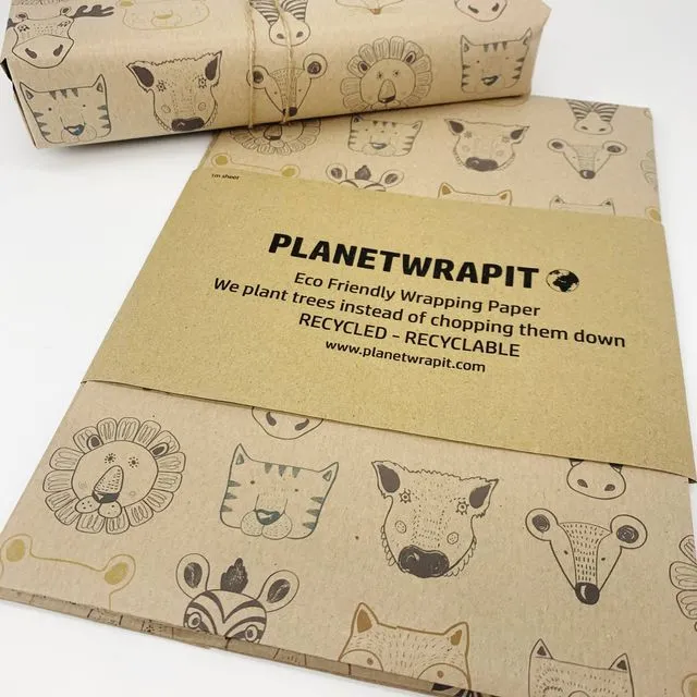 Wild Animals Recycled Eco Kraft Wrapping Paper