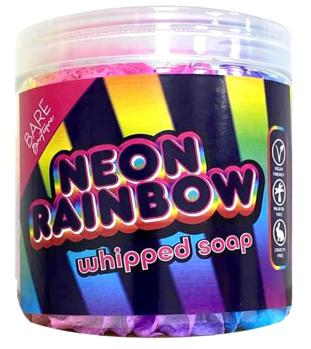Neon Rainbow Whipped Soap 120g. Multicoloured, Sensory, Fun.