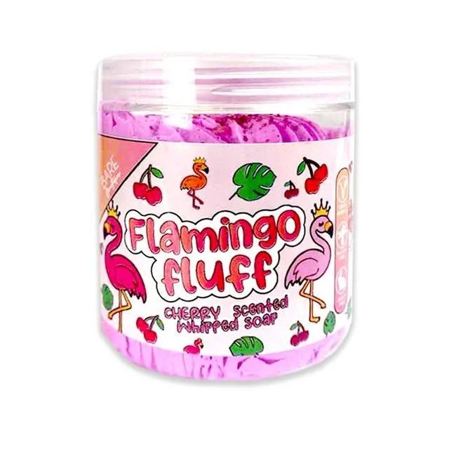 Flamingo Fluff. Cherry Scented Whipped Soap. Handmade in UK