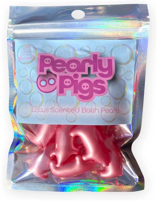 Pearly Pigs. Pack of 10 Pig Shaped Bath Pearls. Lotus Scent.