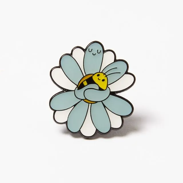 Enamel Pin Badge - Flower Hugging Bee