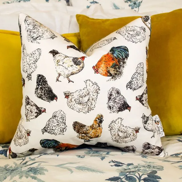 Chickens Medium Cushion | Handmade and Designed by Gemma Keith
