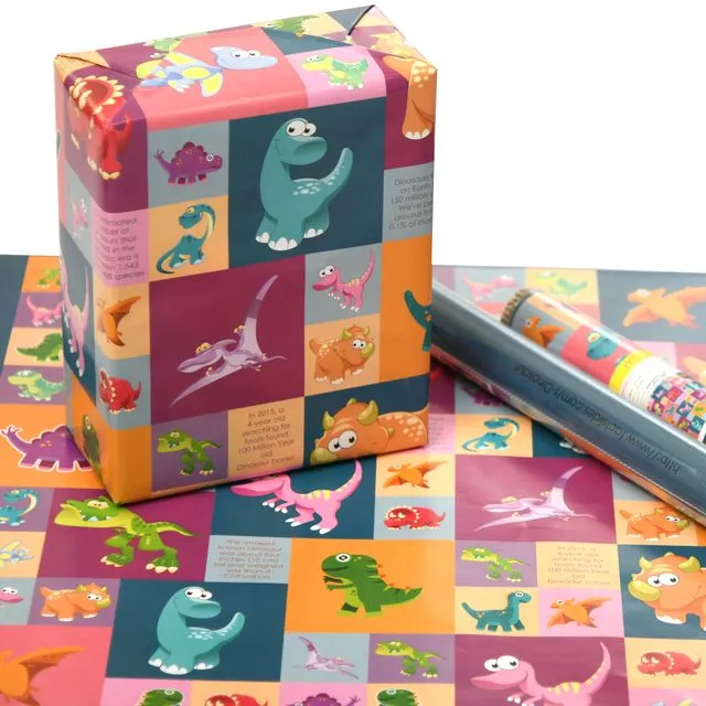 25 Dinosaurs gift wrapping papers for kids birthday theme party