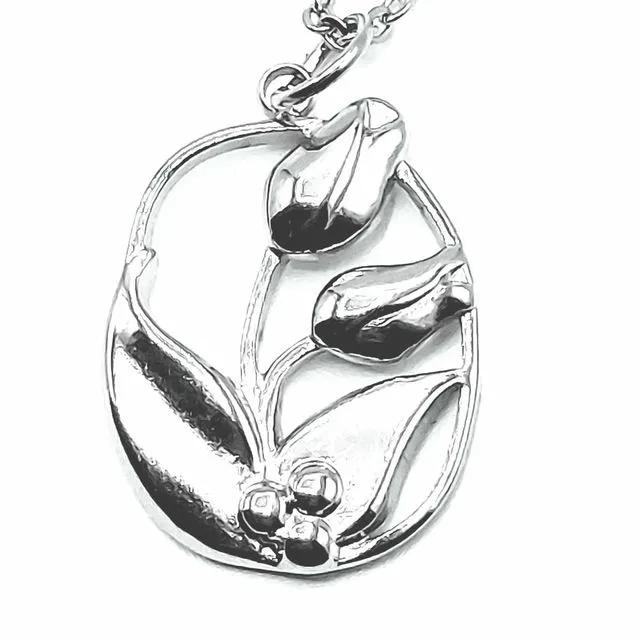 Tulip Flowers Stainless Steel Necklace