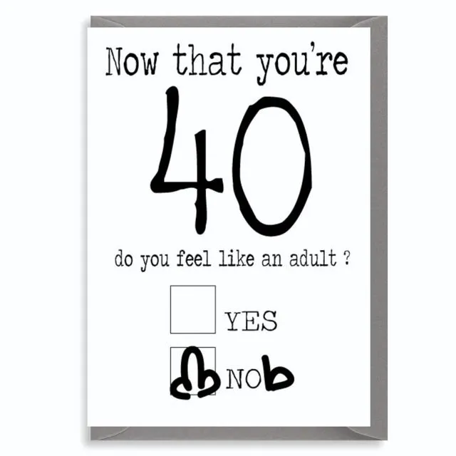 Funny Birthday Card Now you're 40 C185