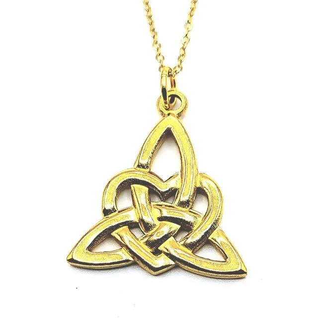 Celtic Triquetra Heart Gold Plated Stainless Steel Necklace