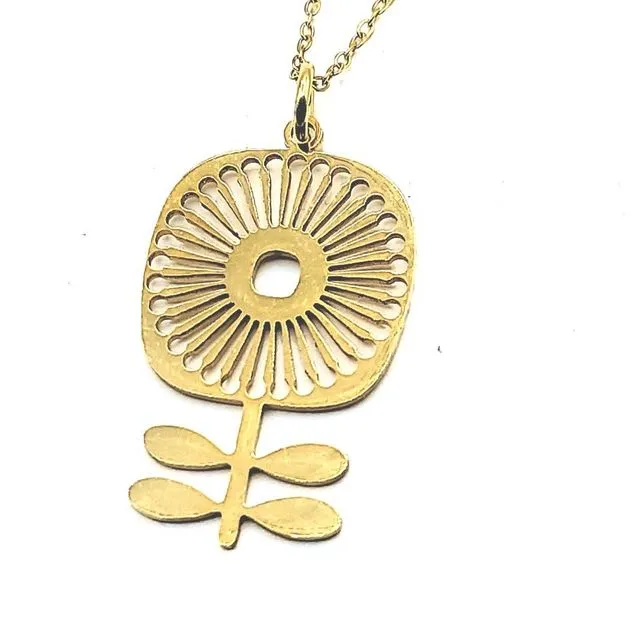 Geometric Flower Gold Plated Stainless Steel Necklace