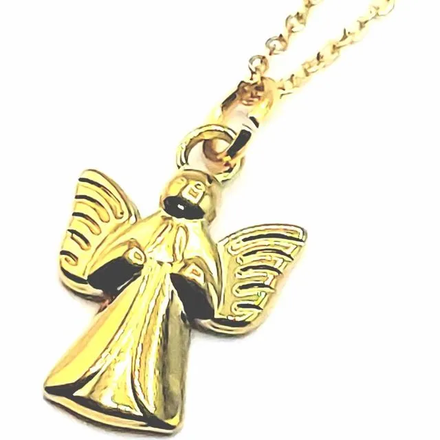 Small Angel Praying Gold Plated Stainless Steel Necklace