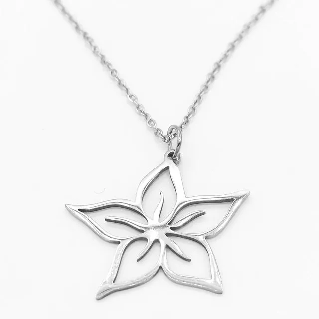 Flower Five Point Stainless Steel Necklace