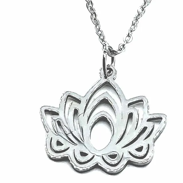 Lotus Flower Cutout Stainless Steel Necklace
