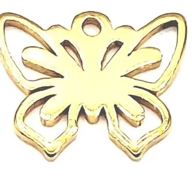 10x8mm | Small Butterfly Gold Plated Stainless Steel Charm
