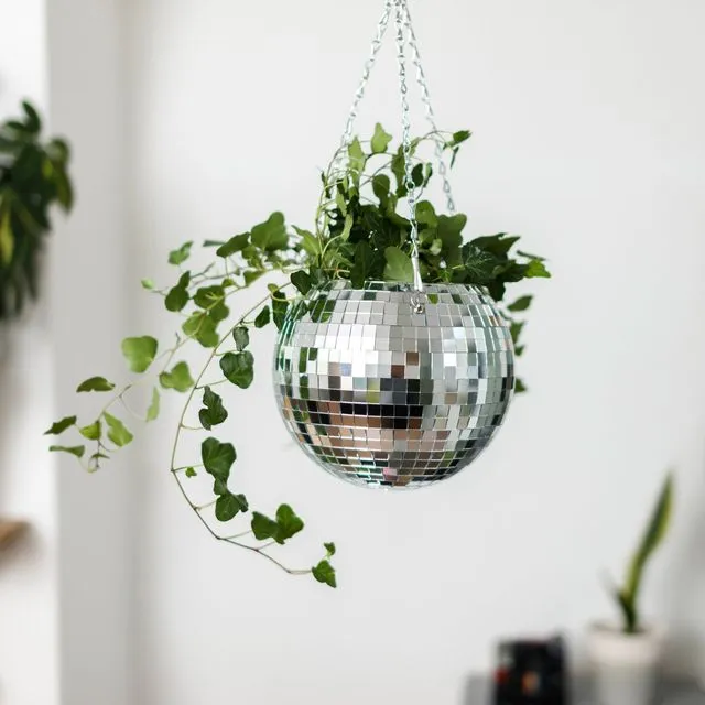 Disco Ball Hanging Planter 8in