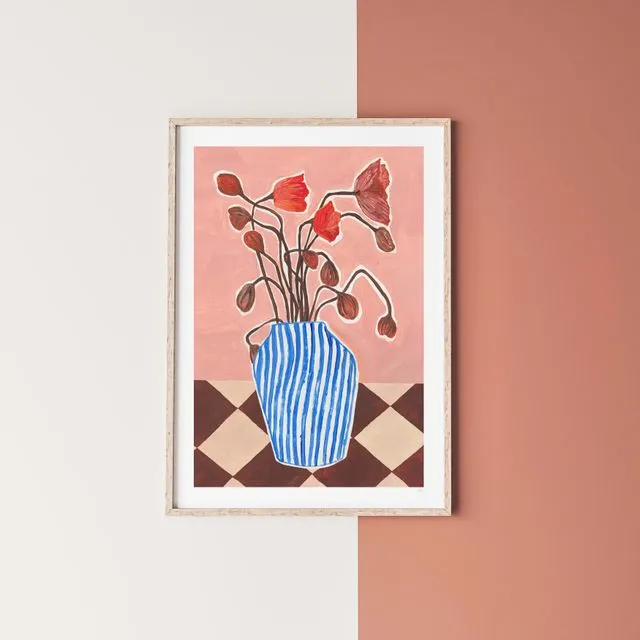 Vase of Poppies Still Life Print