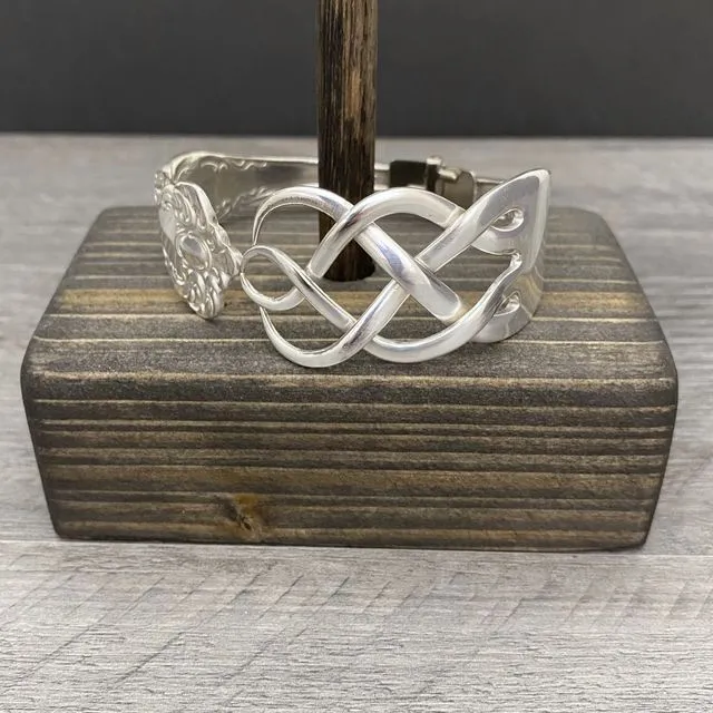 Upcycled Silver Fork Bracelet in Celtic Weave #2 Design