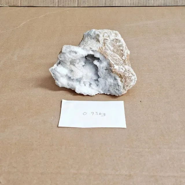 Half Geode White Quartz Crystal, 0.93 KG