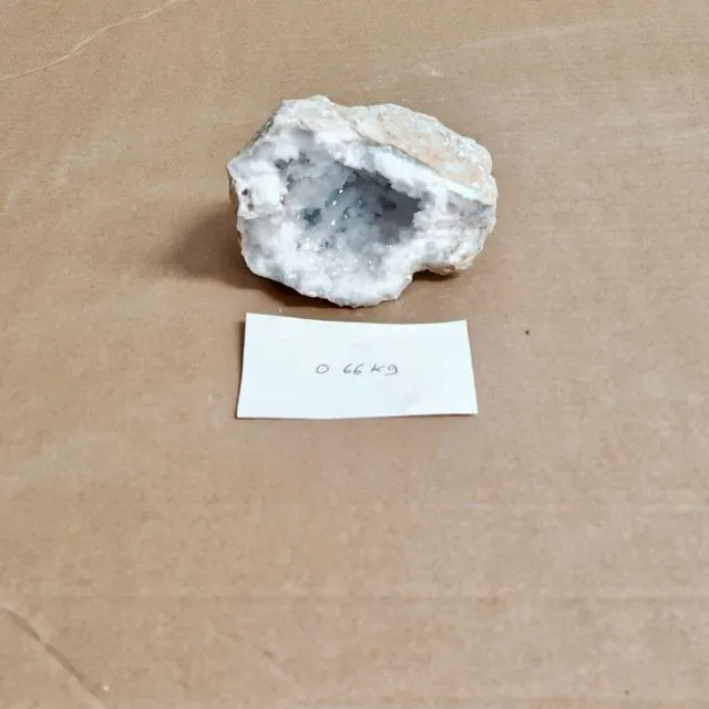 Half Geode White Quartz Crystal, 0.66 KG