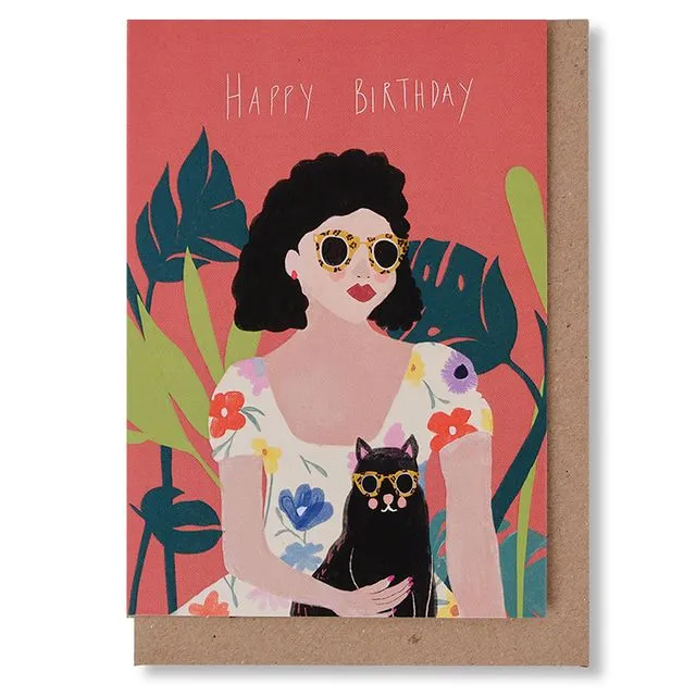 Lady and The Cat Greetings Card (Minimum Order of 24)