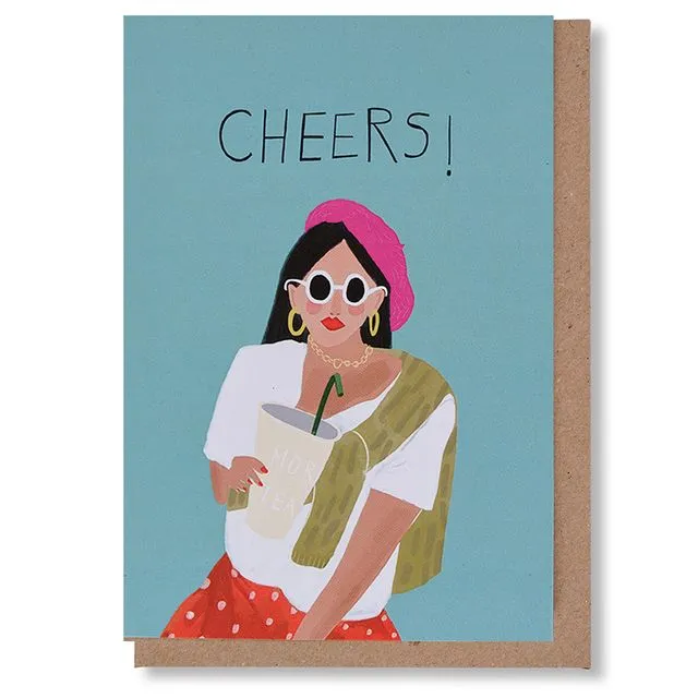 Cheers Girl Greetings Card (Minimum Order of 24)