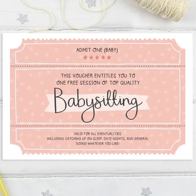 Babysitting Voucher – New Baby Shower First Birthday Greeting Card