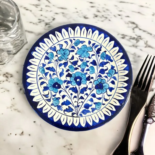 Blue Pottery Ceramic Dinner Plate - Light Blue Flower Design (Copy)