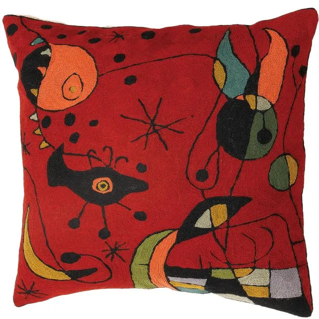 Zaida Miro Kite Flying Red Cushion Pillow Cover18”
